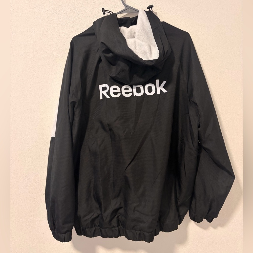 Reebok Black and White Fleece-lined windbreaker Jacket Men’s size XXL - Picture 6 of 6